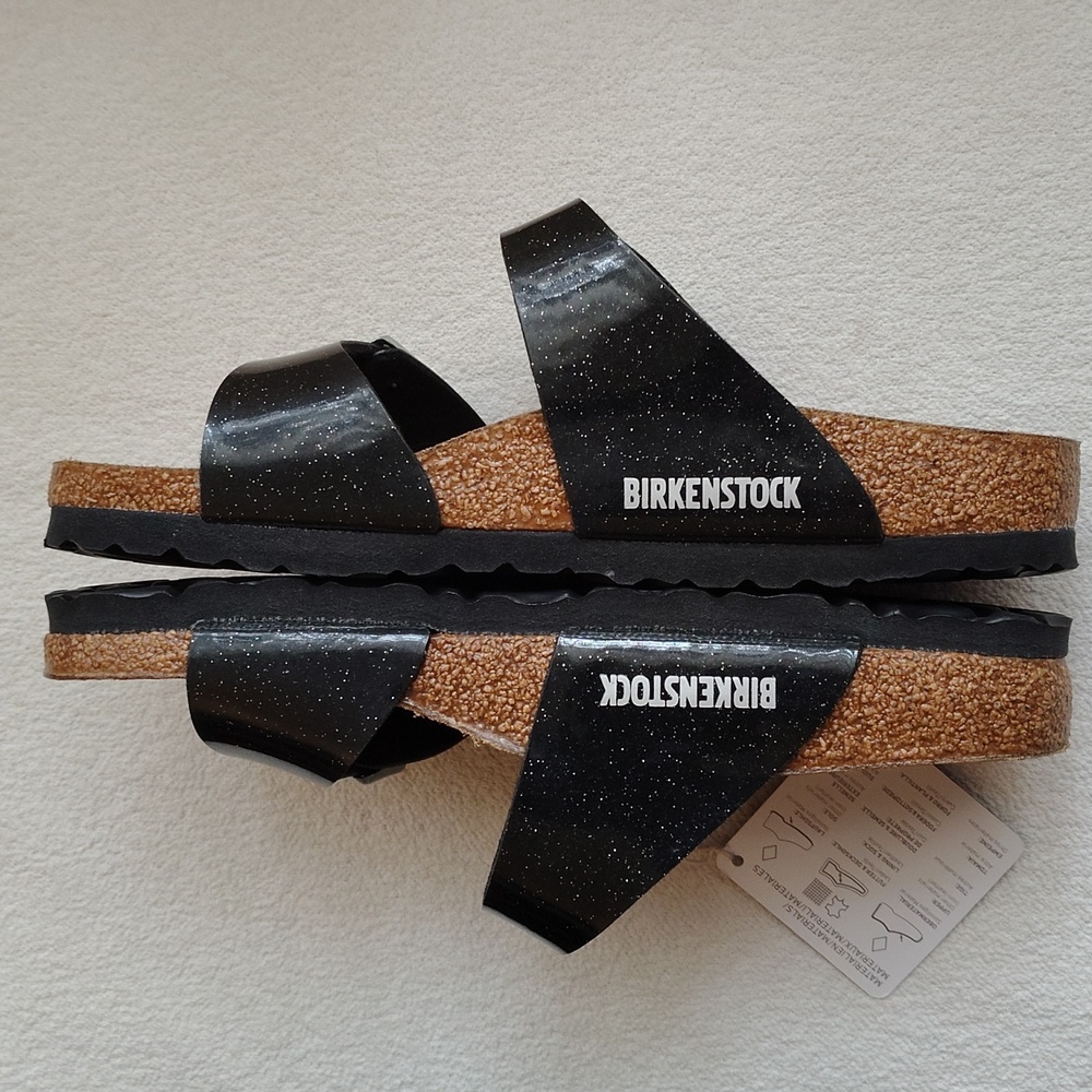 NEW Birkenstock Sidney Glitter Speckled Double-Buckle Slide Sandals. S 6-6.5 - Picture 10 of 14